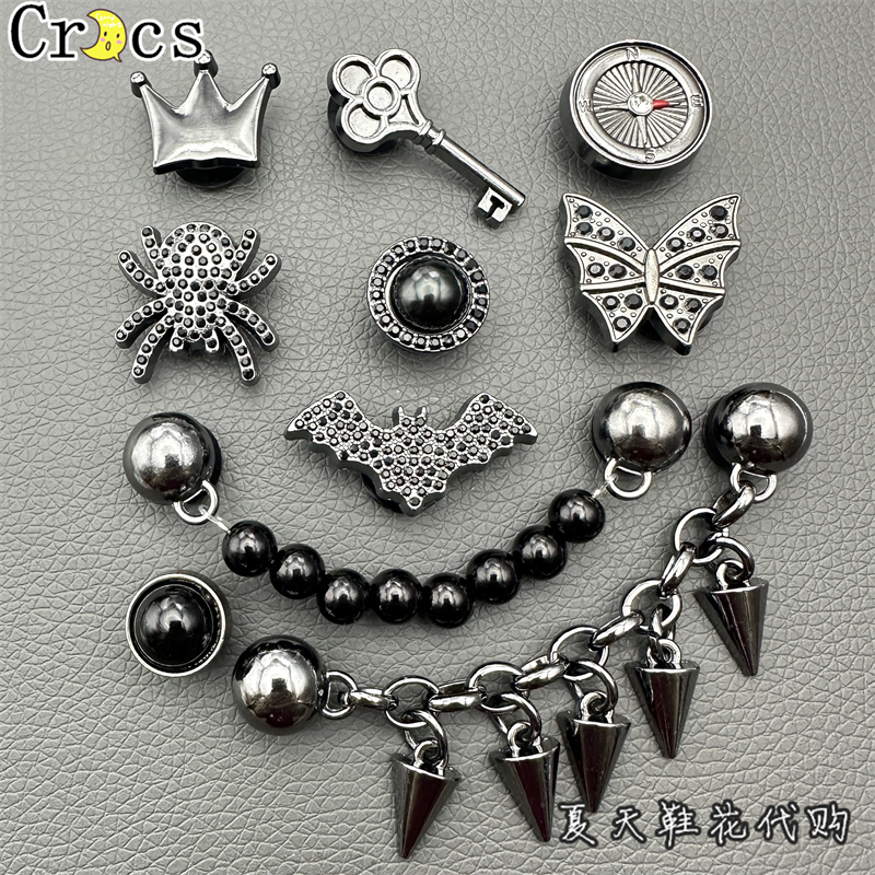 2026 New Model Suitable for Crocs Clogs Shoe Charms Zhibixing Metal Black Punk Rivets DIY Shoe Buckles Shoe Decorations 2026 New Model Suitable for Crocs Clogs Shoe Charms Zhibixing Metal Black Punk Rivets DIY Shoe Buckles Shoe Decorations