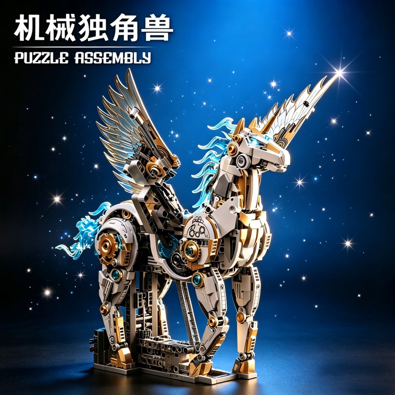 Meiji Mechanical Pegasus Unicorn Model Electric Swinging Mythical Creature Light-Up Building Block Toy Gift for Boys Meiji Mechanical Pegasus Unicorn Model Electric Swinging Mythical Creature Light-Up Building Block Toy Gift for Boys