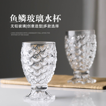 Fish scale glass 6 sets embossed juice milk vinegar cup Net red mermaid pattern water cup beer foreign wine home