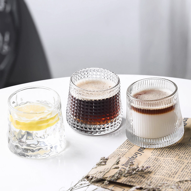 Household Japanese-style tumbler glass whiskey glass retro rotating crystal fashion decompression beer glass foreign wine glass