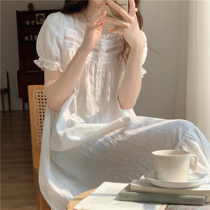 Wind Small Patio ~ Day Series Little Frescoed Sleeping Dress Woman Han Edition Day Ensemble Lovely Home Wear Summer Thin Pyjamas