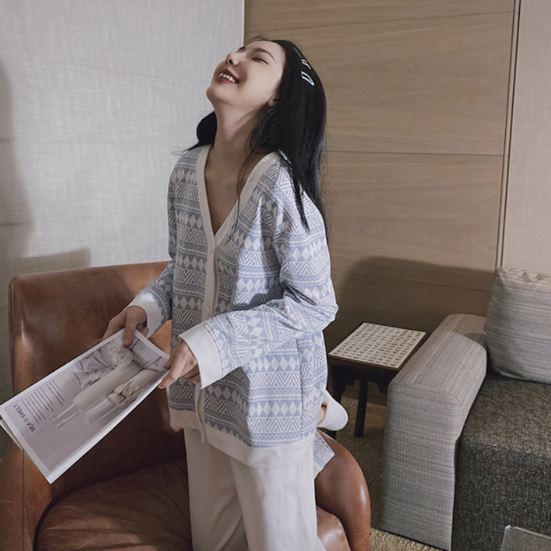 Magnana Granny Wind ~ Extractable Wear Also Fashion New Sleepwear Woman Spring Autumn Winter Pure Cotton Long Sleeve slim suit