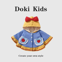DOKI KIDS~Baby cloak for newborn baby girl going out in autumn and winter windproof princess velvet shawl when going out
