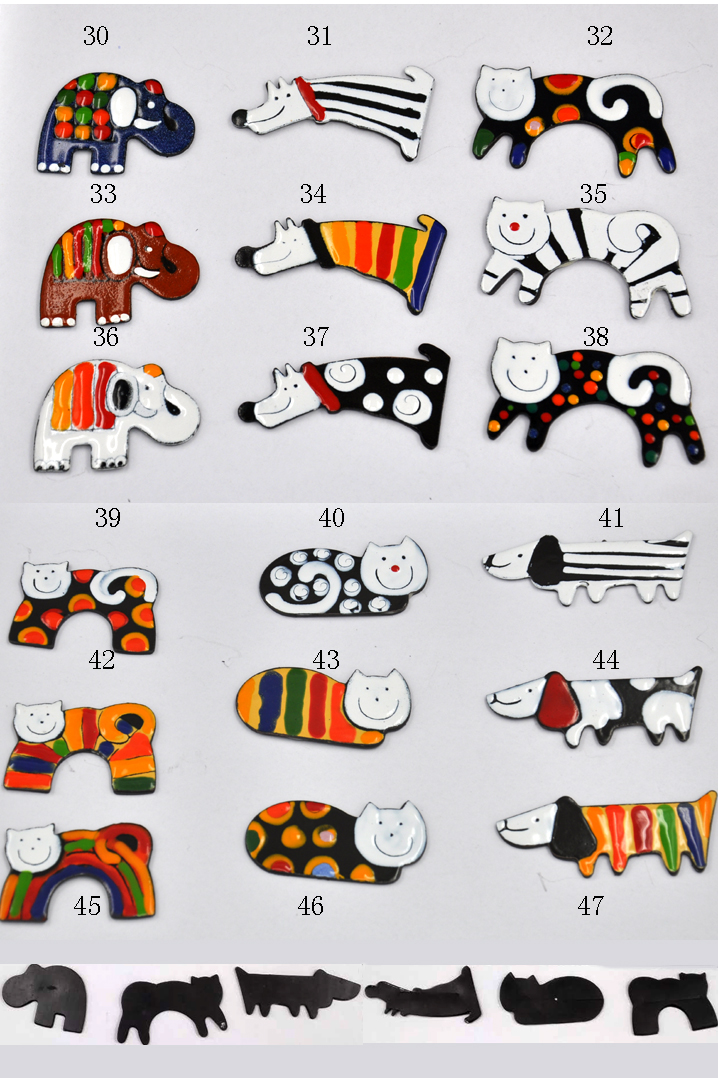 Czech Prague smaltum hand painted enamel creative cat and dog cartoon refrigerator magnetic sticker decorative plate listing