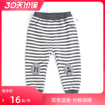 Bajia new 1-3-year-old toddler boy girl neutral long pants spring autumn pure cotton comfortable leather fascia waist