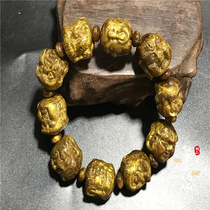 Antique antique amber beeswax barrel bead bracelet chicken oil yellow beeswax road Road road round bead original stone bracelet hand string character