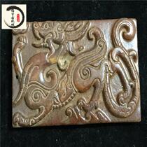Imitation unearthed antiques Warring States Jade Jade old Jade Jade handle ornaments Gaogu jade pendant collection single dragon