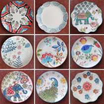American Nordic Ceramic Relief Hand-painted Flat Pan Individuality Bull Pickpocketing with count heart disc Breakfast Pan Fish Dish