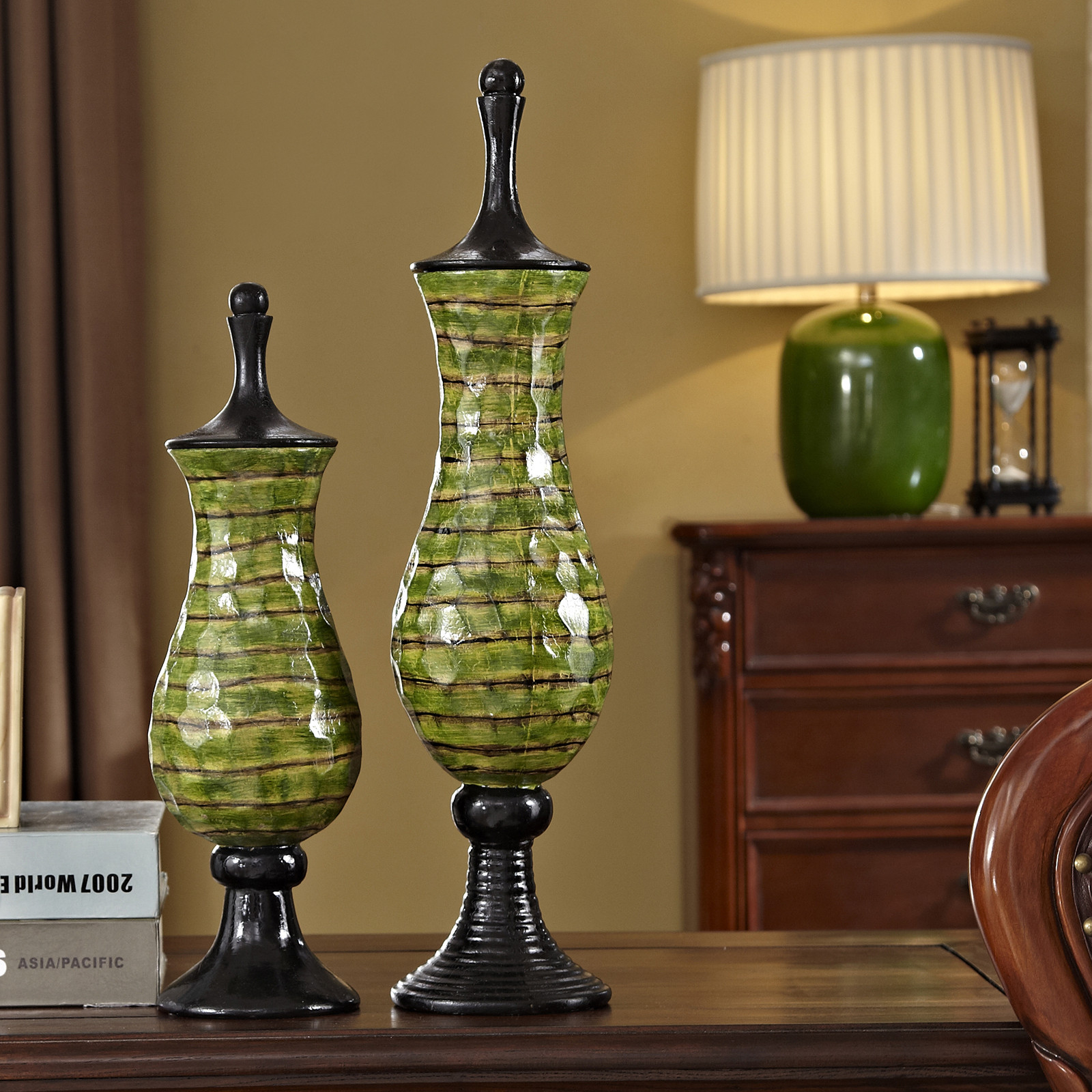 American European-style retro decoration jar Candy Jar Green Vases Designer Creative Home Swing Accessories Wedding