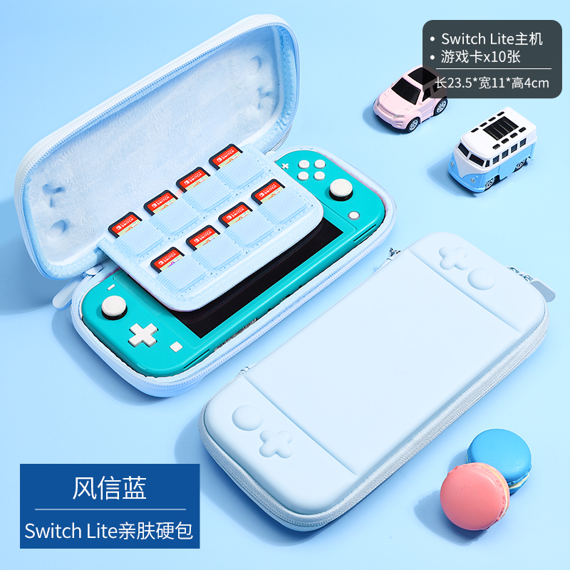 Lite Hyacinth Blue √ Skin Friendly Storage Bag [Moby official Original   Nintendo switch Protective shell thin Frosted sleeve Split body Handle Shell Soft shell silica gel All inclusive Hard shell Stickers ns recreational machines membrane host Storage bag periphery parts