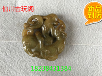 Natural antique collection Antique jade jade Biyu brand old jade pendant Hollow high ancient jade War and Han period small ornaments