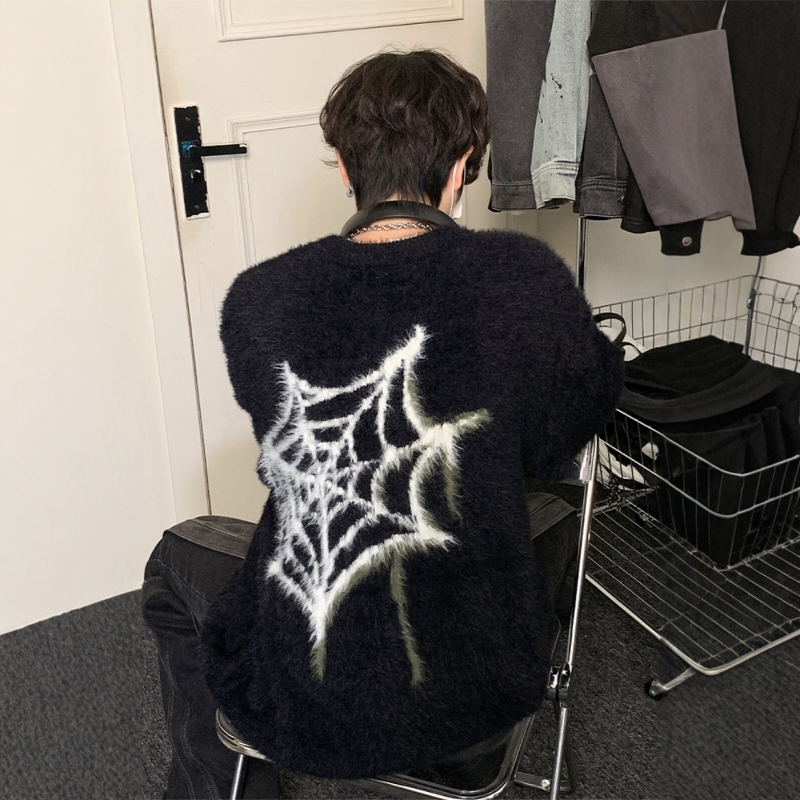 Spider Jacquard Sweater for Men, Autumn and Winter, Lazy Style, High-End Feel, Warm Knitwear, Trendy Brand, Loose Mohair Sweater Spider Jacquard Sweater for Men, Autumn and Winter, Lazy Style, High-End Feel, Warm Knitwear, Trendy Brand, Loose Mohair Sweater