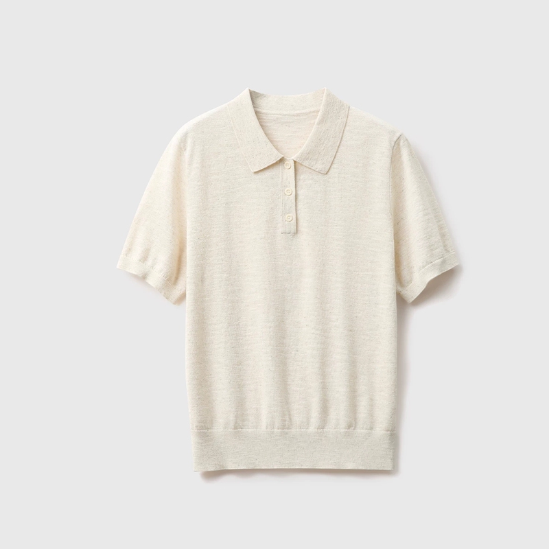 Simple R0W Style~26 New [Cotton+Linen/Mixed Color Patchwork/Hazy Mist Feel/Dry and Stylish] Polo Pullover