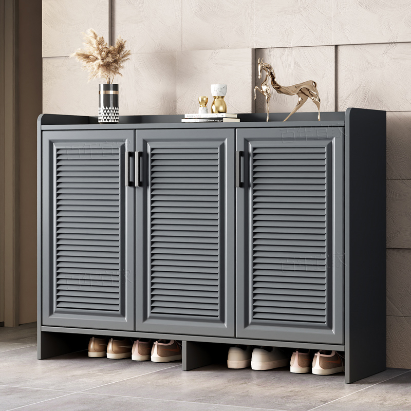 Gray All-Aluminum Alloy Shoe Cabinet for Home Entrance, Modern and Simple, Suitable for Villas, Outdoor Waterproof and Sunproof, Large Capacity Storage Cabinet