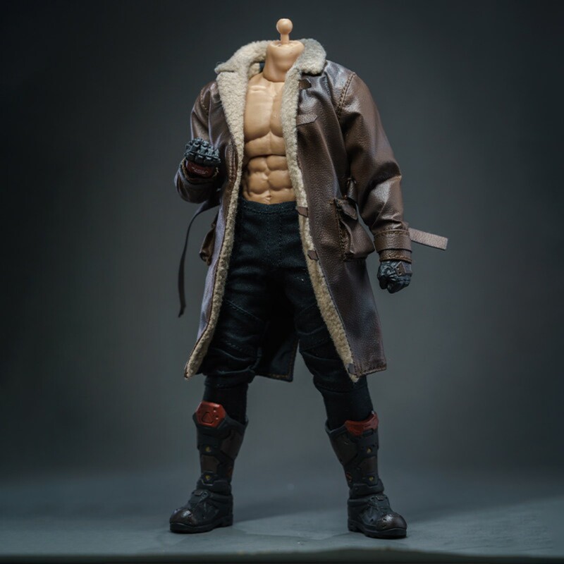 1/12 North Sea 8.6-Inch Strong Body Figure Gw ml Vtoys Mafxe Bain Long Leather Jacket with Inner Fur Collar 1/12 North Sea 8.6-Inch Strong Body Figure Gw ml Vtoys Mafxe Bain Long Leather Jacket with Inner Fur Collar