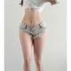 Washed gray breasted low waist denim shorts women's legs look long and old millennial hot girl wearing hot pants in the nightclub high street