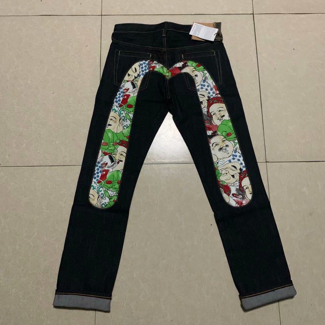 Japanese painted large m cut label tail goods fashion men's slim-fit undressed denim pants