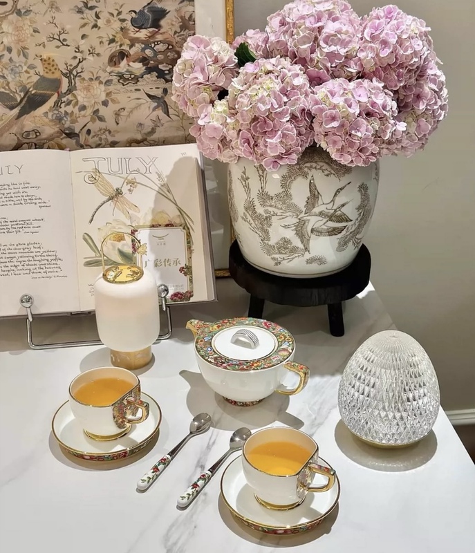 Yongfengyuan Guangcai Traditional Coffee Set 3-Piece/8-Piece Tea and Coffee Set for Home Use and Gift Giving