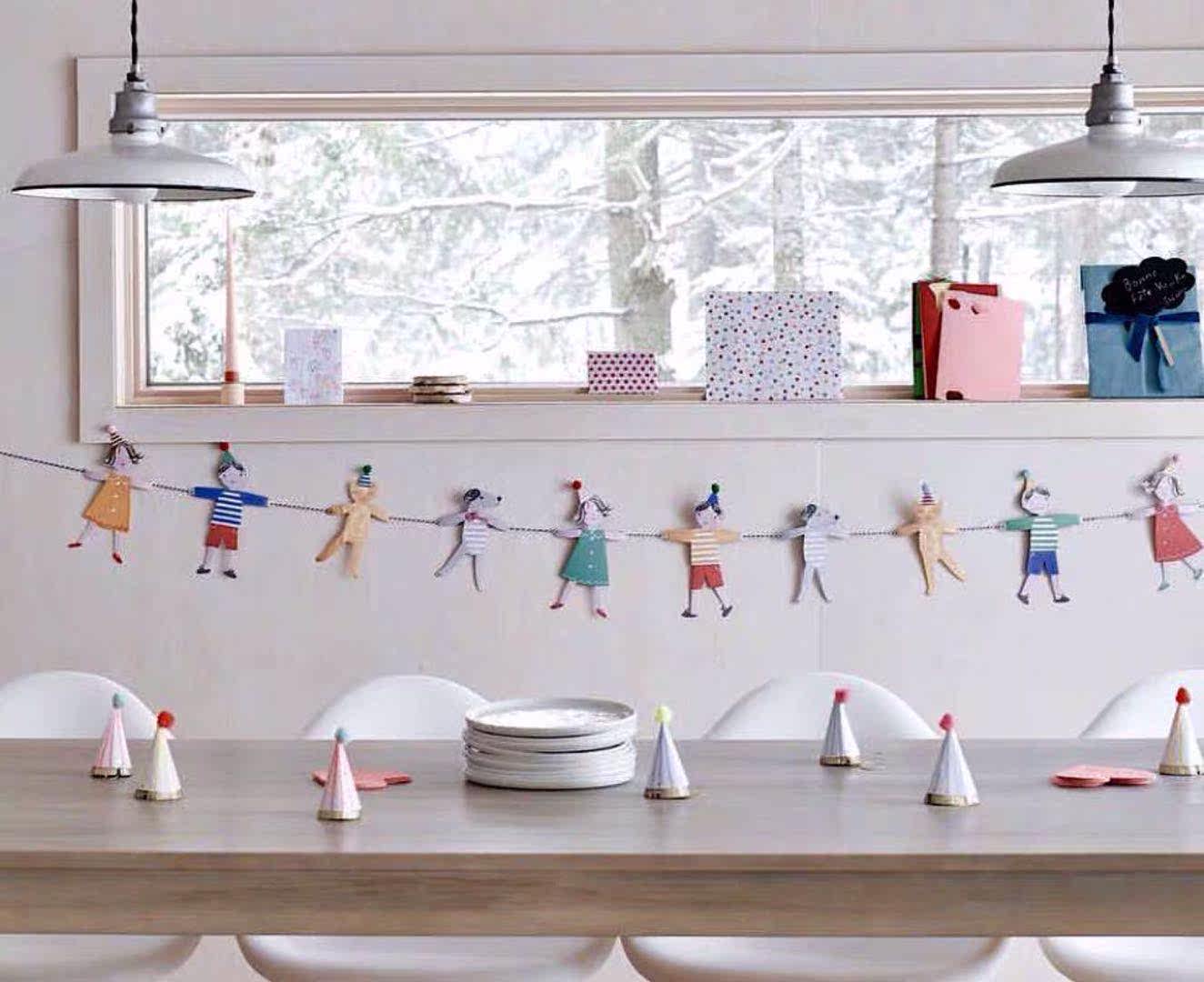 ins pull flower happy children children hand in hand cartoon animal bunting pull flag birthday party decoration arrangement