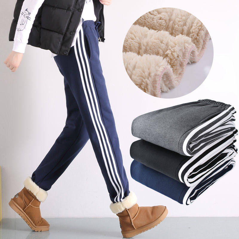 Plus velvet sports pants women's winter cotton pants warm loose all-match outer wear thickening autumn and winter northeast extra thick sweatpants