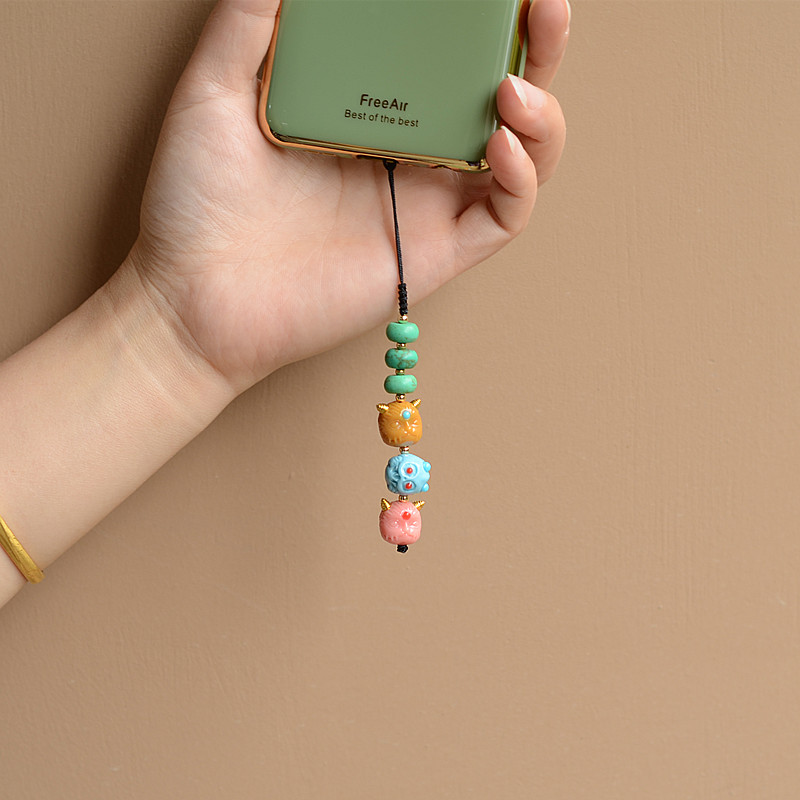 Natural pearl mobile phone pendant short lanyard heart-shaped pendant mobile phone lanyard U disk pendant anti-lost mobile phone jewelry