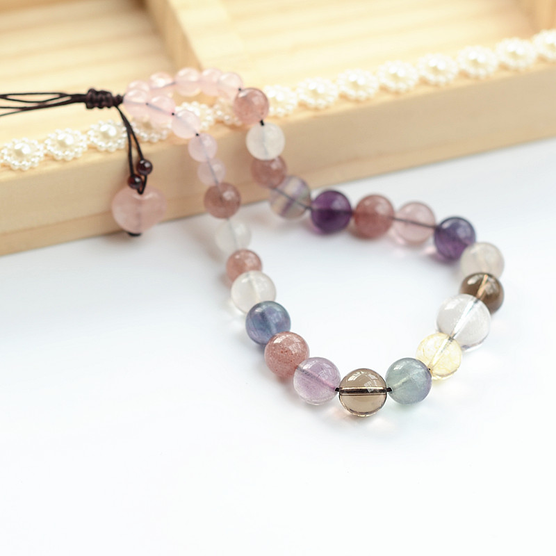 Natural Duobao Crystal Southern Red Agate Fluorite Strawberry Crystal Shoushan Stone Mobile Phone Lanyard Hanging Wrist Anti-Lost Mobile Phone Charm