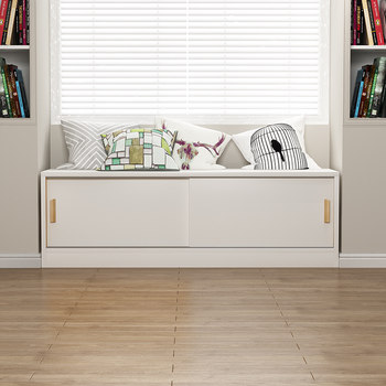 Solid wood bay window cabinet floor cabinet sliding door storage cabinet can be customized for floor-standing window sill cabinet low cabinet storage cabinet