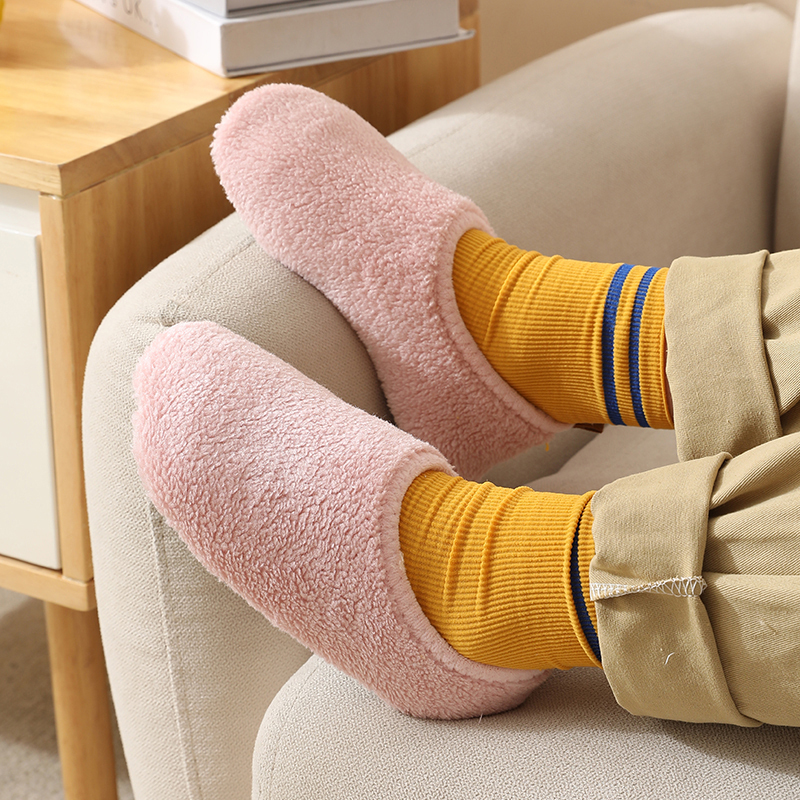 Baby Floor Socks with Fleece Lining, Thickened for Autumn and Winter, Home Cotton Slippers, Anti-Cold Warm Sock Covers, Infant Walking Socks Shoes