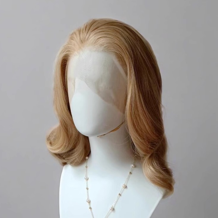 Golden Brown [Hand-Made Cosplay Wig] 13×4 Large Lace Cosplay Performance Short Curly Wig for Hairstyling Wigs