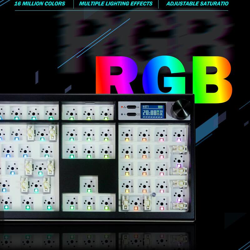 Zoya Gmk104 Mechanical Keyboard Three-Mode Bluetooth Kit Rgb with Screen Volume Knob Supports Via Key Customization