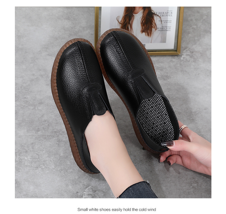 Giày đơn màu đen của phụ nữ không thấm nước chống trơn trượt giày da đầu bếp bình thường canteen nhà bếp phục vụ giày làm việc đế mềm