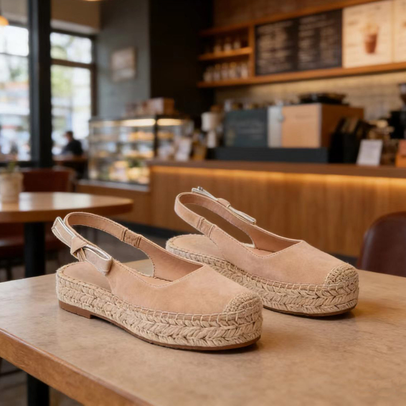 Casual Thick-Soled Straw Fisherman Shoes for Women 2026 New Style One-Strap Closed-Toe Sandals Round-Toe Platform Backless Shoes