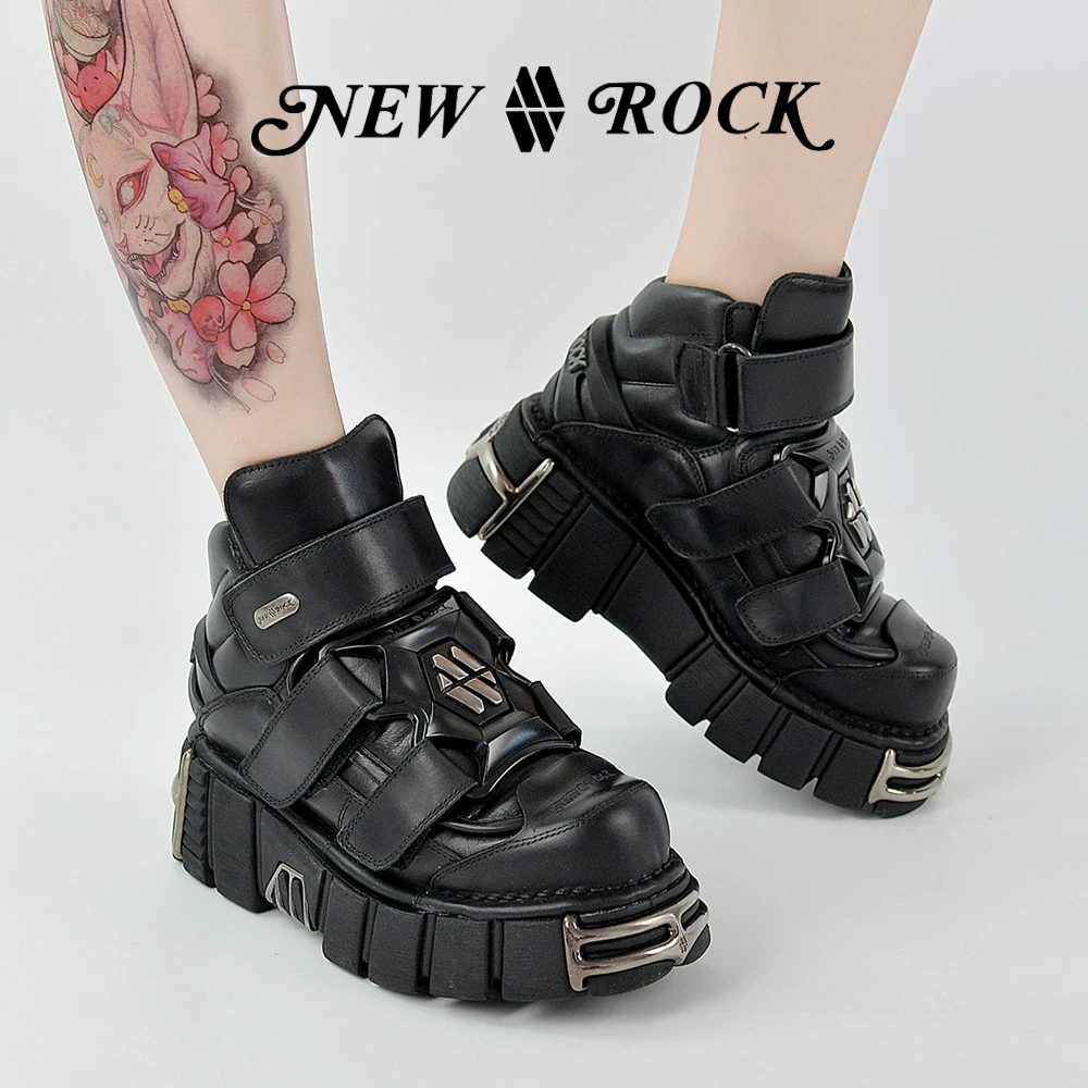 Newrock аутентичные классику кожаные панк высокие кроссовки