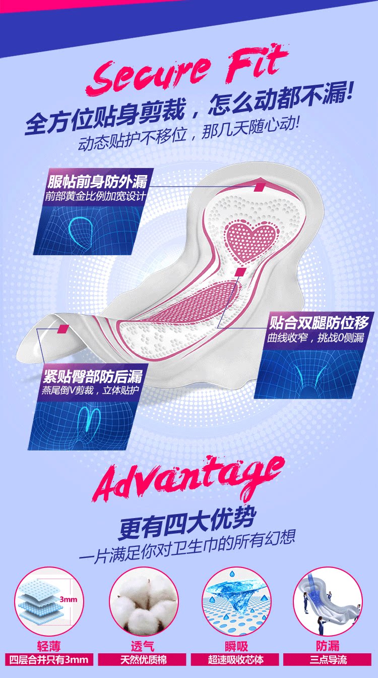 瑞典进口 libresse 轻曲线 无荧光剂超薄防漏棉柔卫生巾 60片组合装 图2