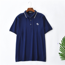 Large size mens beads small embroidery large tide fat fat plus size mens short sleeve polo shirt lapel collar t-shirt