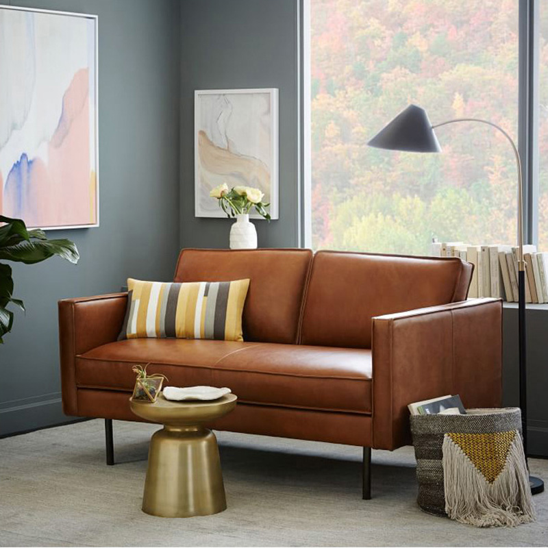 Nordic căn hộ phòng khách khép kín căn hộ nhỏ pu ghế sofa da triple double chữ số công nghiệp phong cách loft sofa da - Ghế sô pha sofa gỗ sồi hiện đại