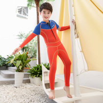 Children thick warm bathing suit new zhong xiao tong Siamese long sleeve sunscreen cold bathing suit 2mm wetsuit