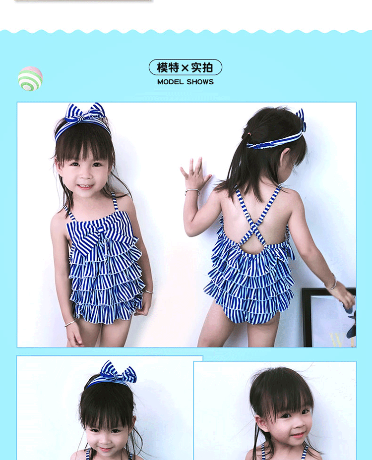 Em bé sơ sinh Hàn Quốc dính liền với váy sinh viên trẻ nhỏ dễ thương trẻ em hải quân chia áo tắm áo tắm trẻ con