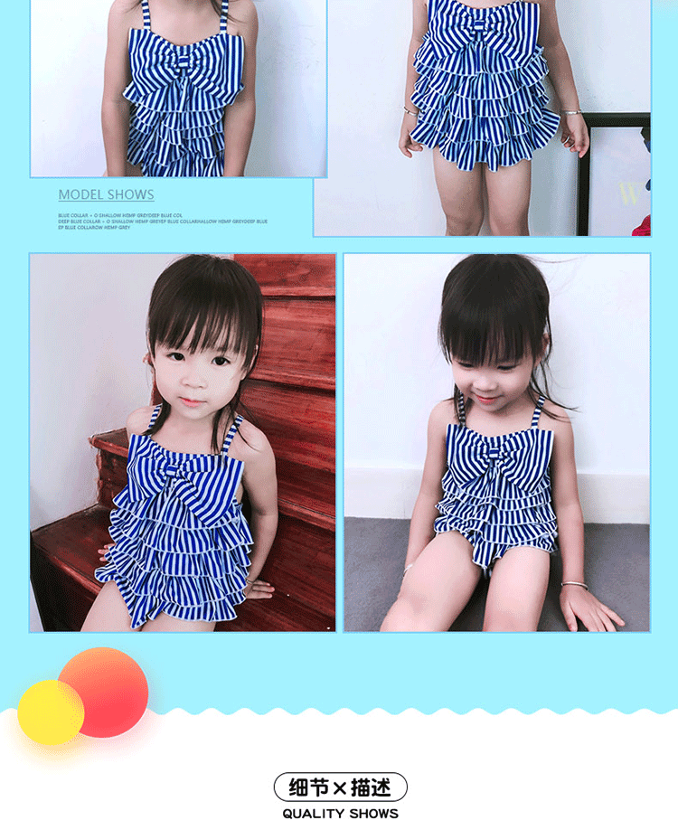 Em bé sơ sinh Hàn Quốc dính liền với váy sinh viên trẻ nhỏ dễ thương trẻ em hải quân chia áo tắm áo tắm trẻ con