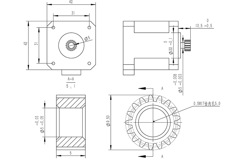 Description Picture 5 of item42mm Planetary Gear Reducer Input 5mm For Nema17 Stepper Motor 36MM Planetary Motor Reducer Gearbox