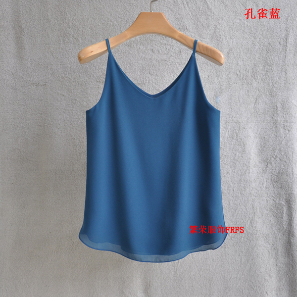 Phiên bản Hàn Quốc của áo yếm voan cổ chữ V mới mùa xuân và mùa hè rộng kích cỡ bên ngoài mặc áo không tay nữ quần áo thủy triều áo nữ