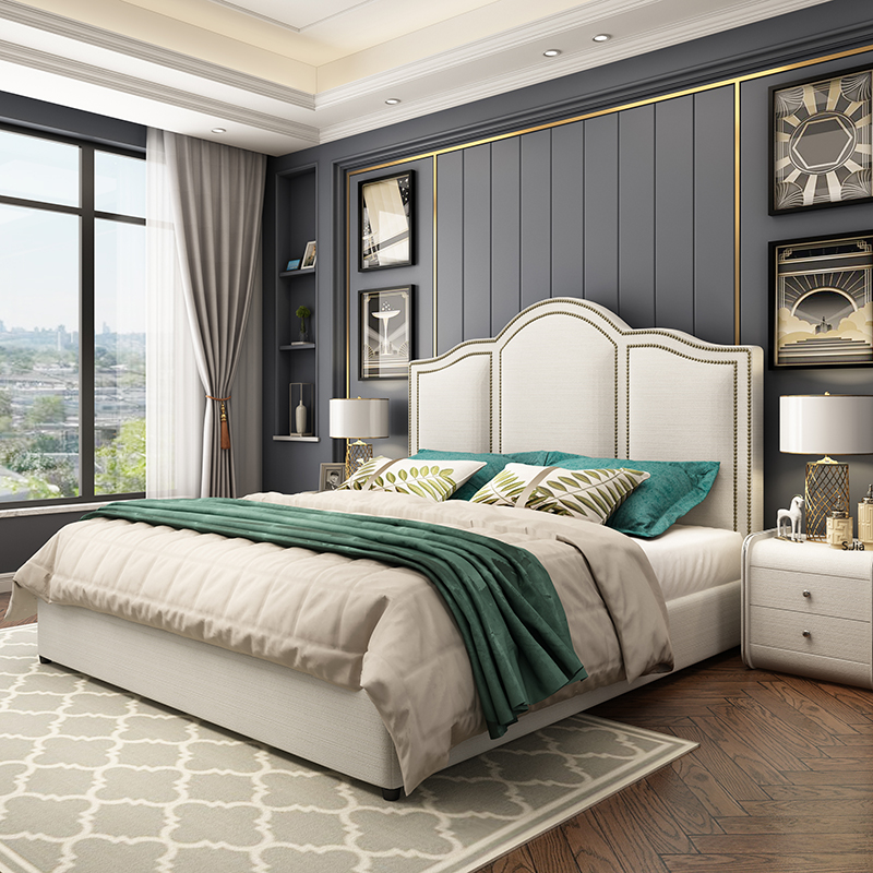 American bed light extravagant modern minimalist 1 8 m 1 5m net red master bedroom with double bed high box storage wedding bed cloth art bed-Taobao