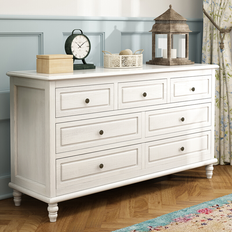 American rural bedroom furniture 5 bucket cabinet solid wood storage cabinet Seven bucket cabinet white light lavish modern minimalist lockers-Taobao