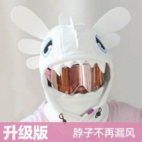 ICOP Brown Kumamon Bear Rabbit Chopper Ski Helmet Cap Headgear Cartoon Mask Face Protector Hip Protector LQ