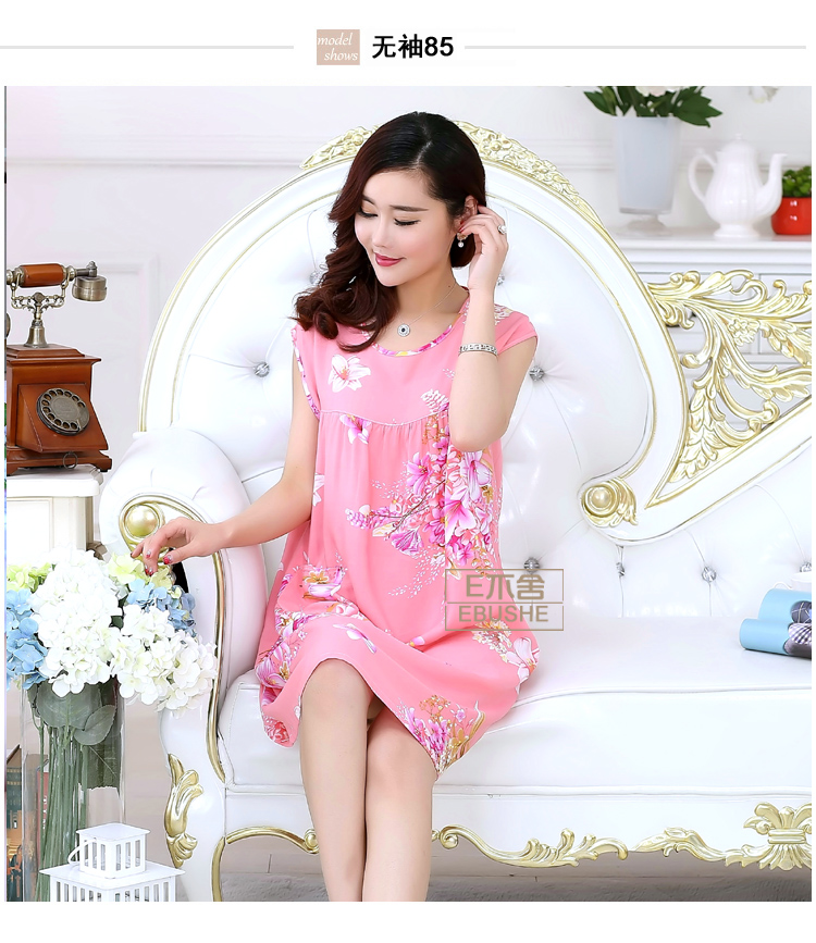 Giữa váy không tay nightdress nữ mùa hè bông lụa cotton kích thước lớn phần mỏng người lớn ăn mặc có thể được đeo bên ngoài quần áo đơn giản