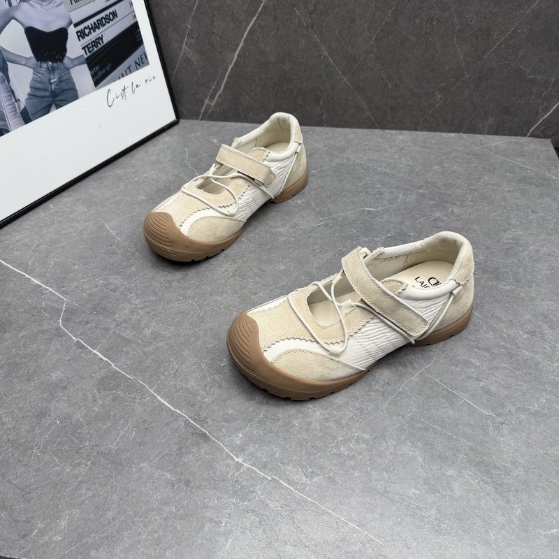 Genuine Leather Big-Toe Ugly-Cute Velcro Hiking and Mountaineering Shoes for Women, 2026 Summer New Model, Genuine Leather Thick-Soled Gump-Style Training Shoes