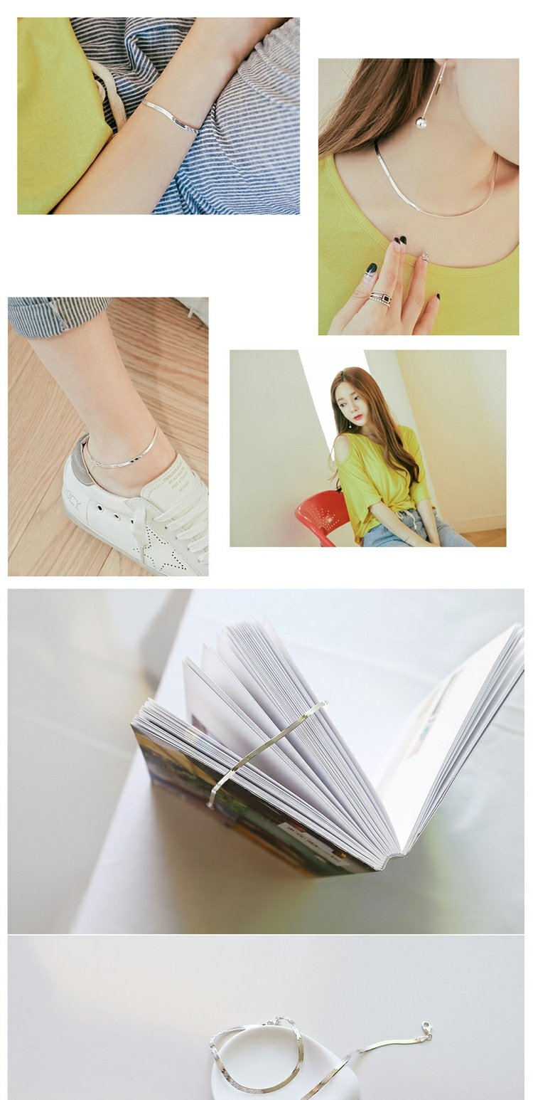 S925 sterling bạc Hàn Quốc tính cách đơn giản cá tính sáng tạo xương rắn tươi Sen retro bạn gái sinh viên vòng chân nữ - Vòng chân lắc chân nữ titan