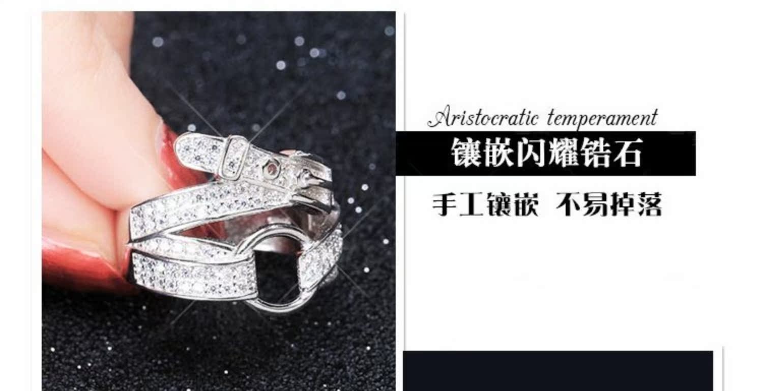 S925 sterling bạc đai khóa nhẫn nữ sinh viên hipster Nhật Bản và Hàn Quốc cá tính hoang dã đơn giản sáng tạo mở ngón trỏ rộng - Nhẫn nhẫn cưới vàng tây