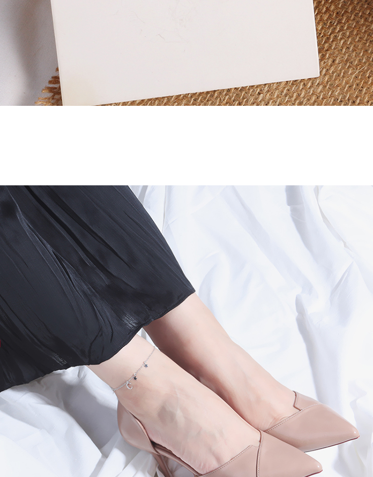 S925 sterling bạc vòng chân nữ phiên bản Hàn Quốc của sinh viên đơn giản Sen retro ngôi sao mặt trăng chuông tua chuỗi mắt cá chân gợi cảm lắc chân