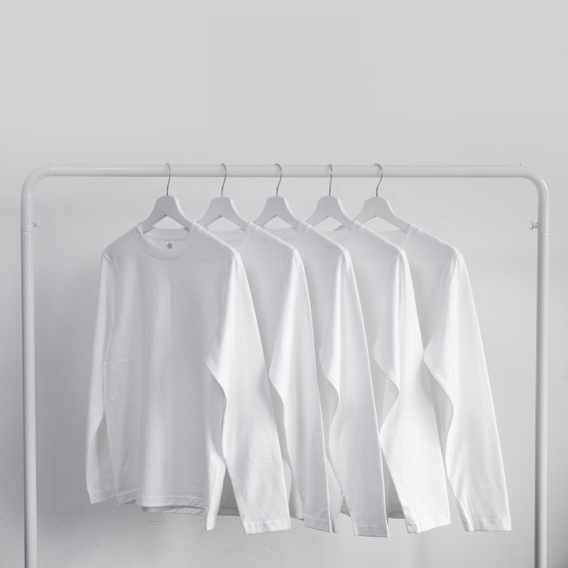 Home Daily~Couple T-shirt Men's Spring and Autumn Pure Cotton Round Neck Long Sleeve All-match Washed Ladies Bottoming Shirt X